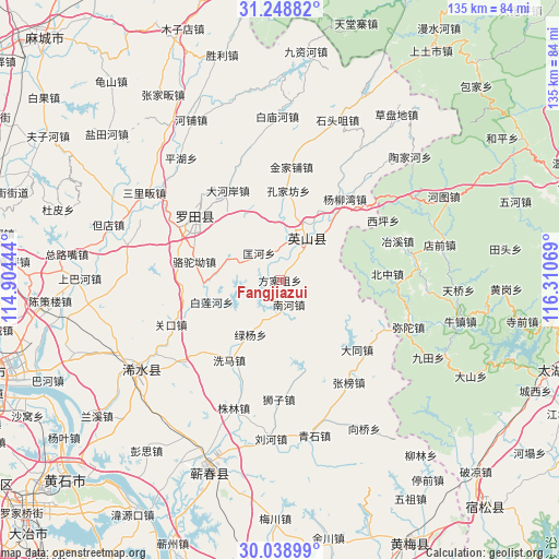 Fangjiazui on map