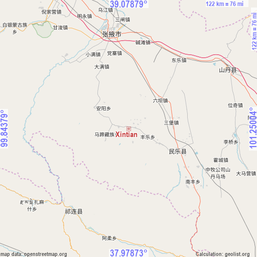 Xintian on map