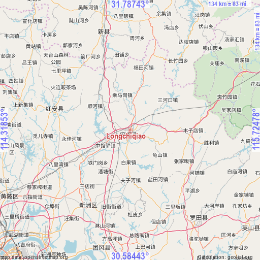 Longchiqiao on map