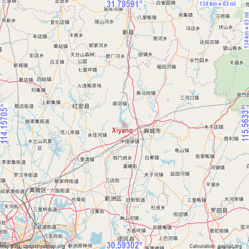 Xiyang on map