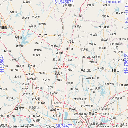 Xiaohe on map