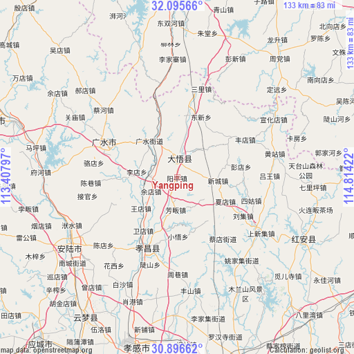 Yangping on map