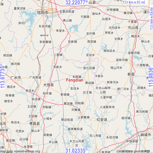 Fengdian on map