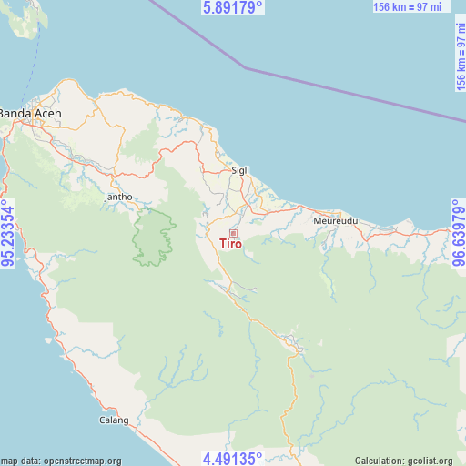 Tiro on map