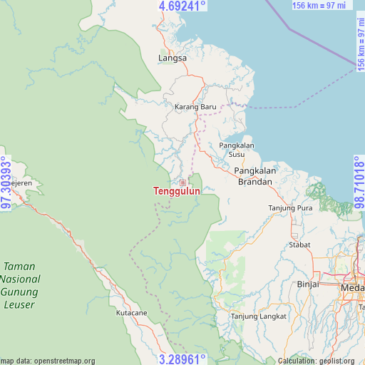 Tenggulun on map