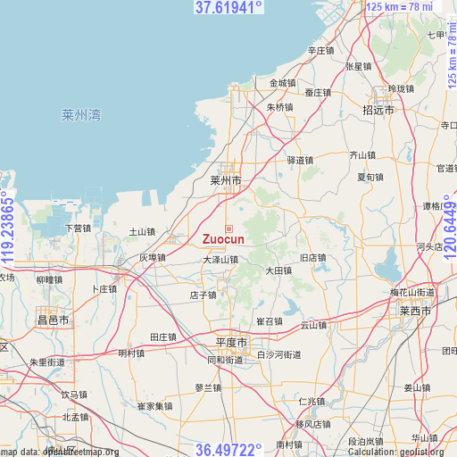 Zuocun on map