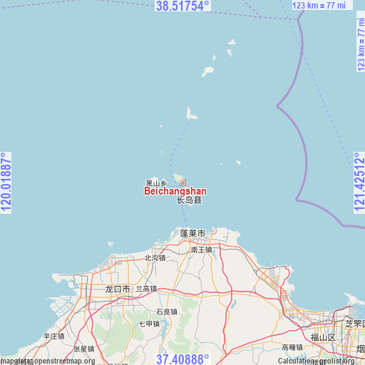 Beichangshan on map