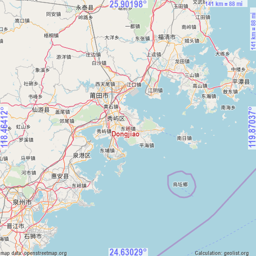 Dongjiao on map