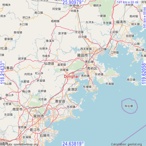 Donghai on map