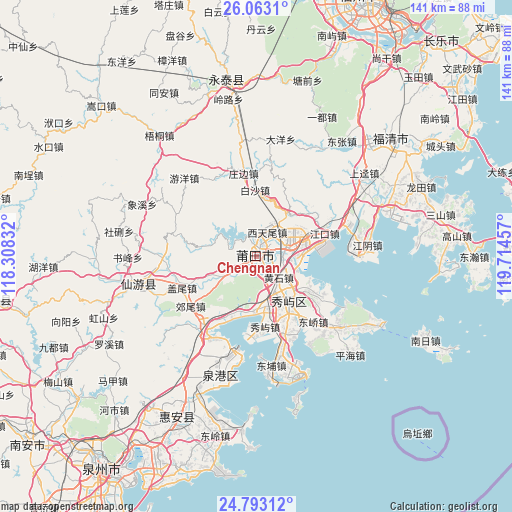 Chengnan on map