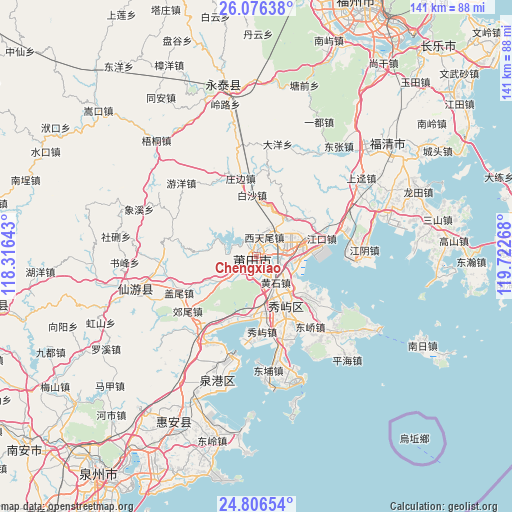 Chengxiao on map