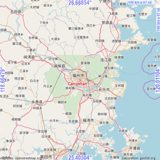 Cangshan on map