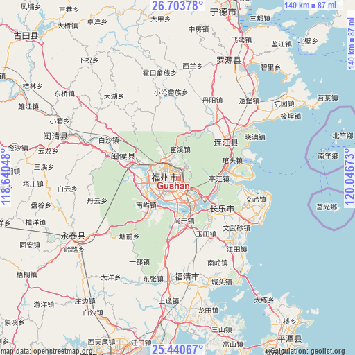 Gushan on map