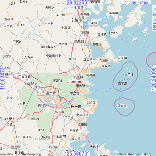 Jiangnan on map