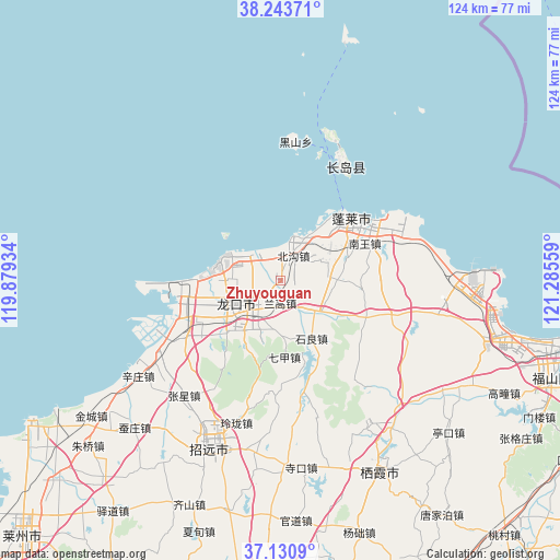 Zhuyouguan on map