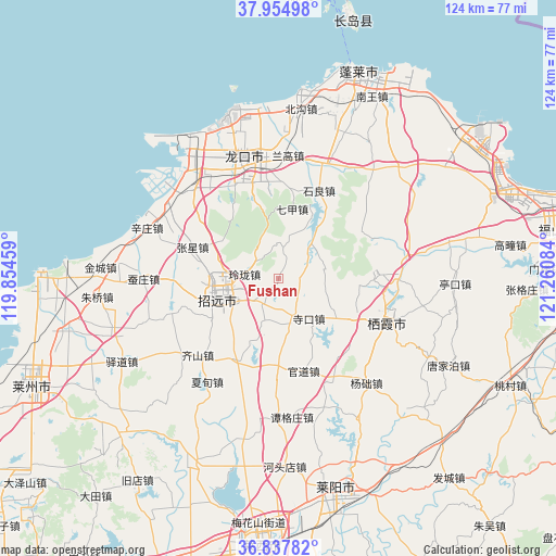 Fushan on map