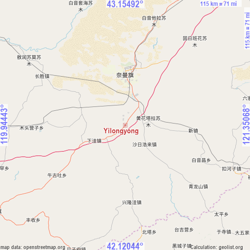 Yilongyong on map