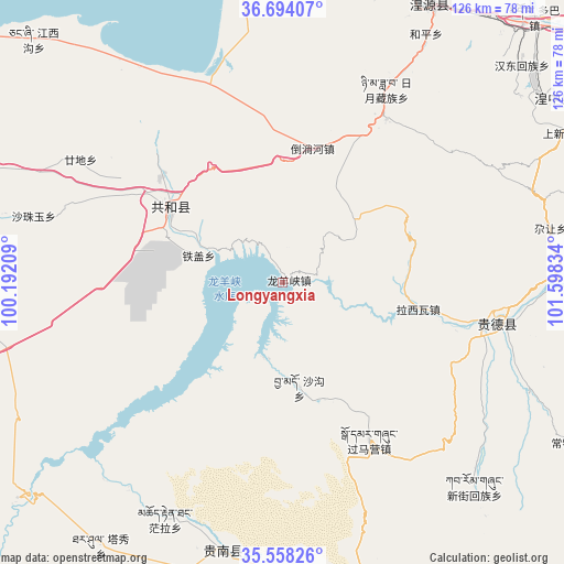 Longyangxia on map