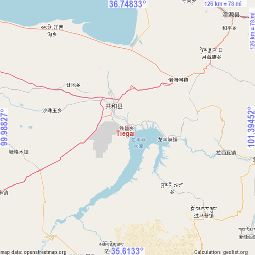 Tiegai on map