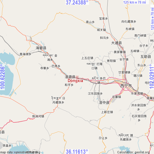 Dongxia on map