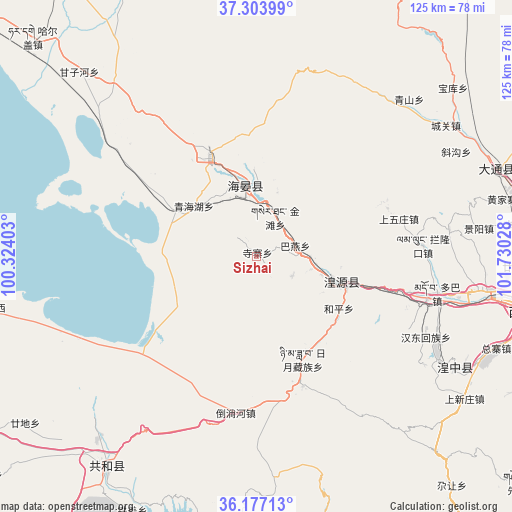Sizhai on map