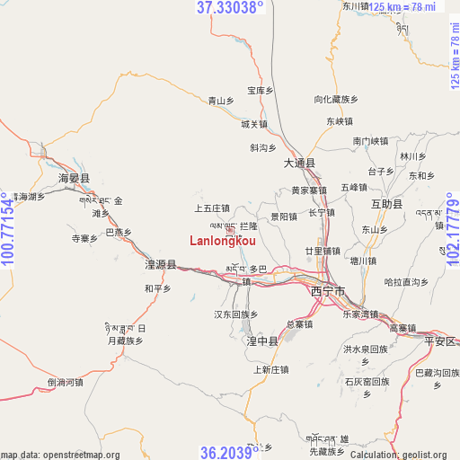 Lanlongkou on map