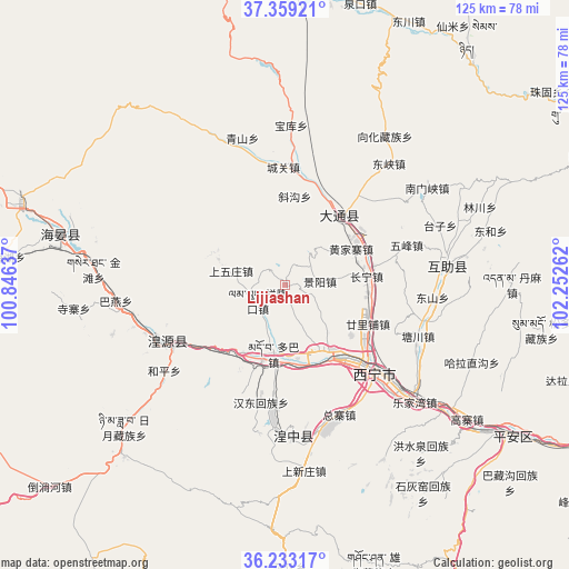 Lijiashan on map