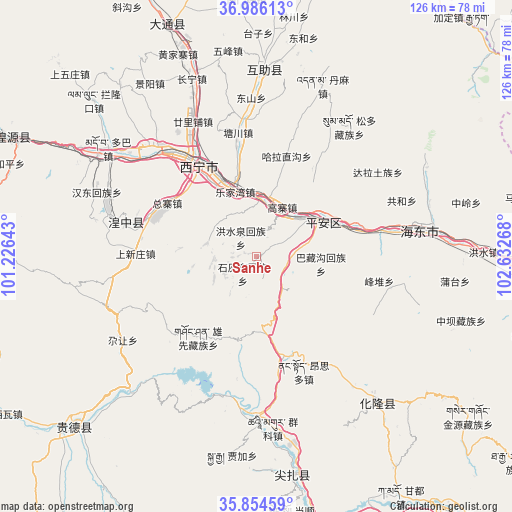 Sanhe on map