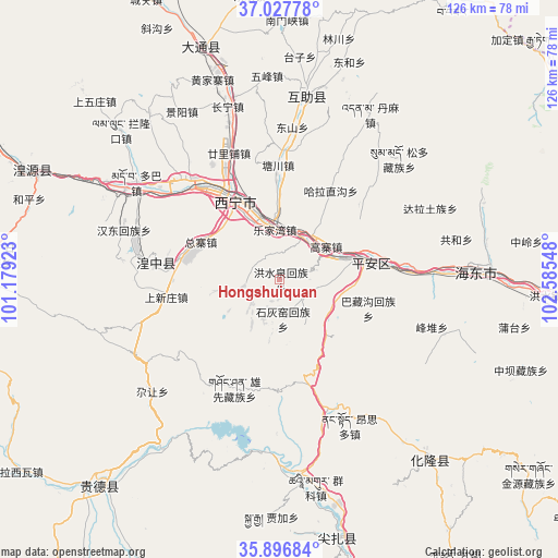 Hongshuiquan on map