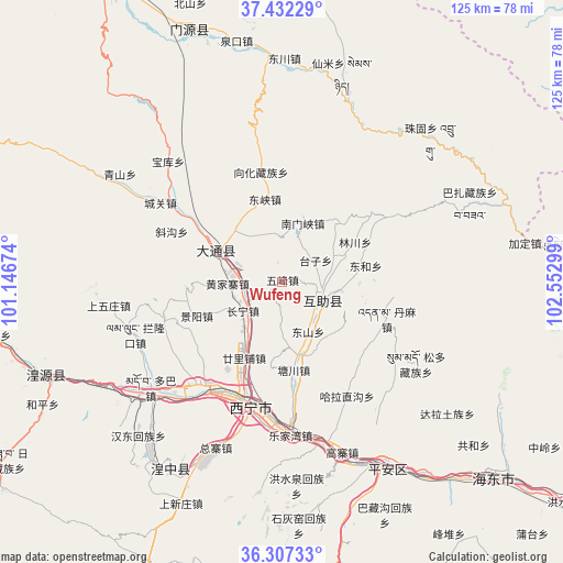 Wufeng on map