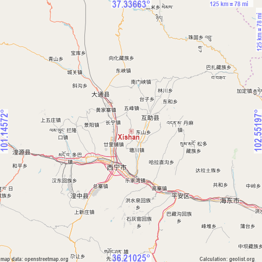 Xishan on map