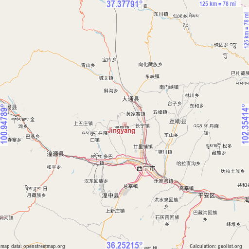 Jingyang on map