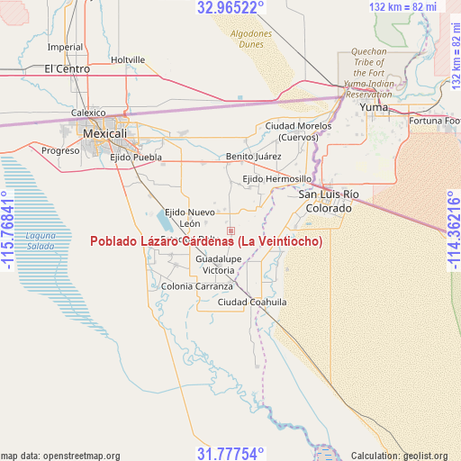 Poblado Lázaro Cárdenas (La Veintiocho) on map
