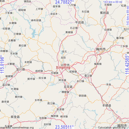 Xingning on map