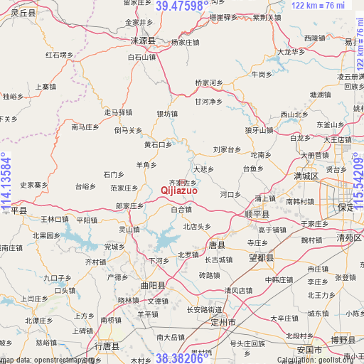 Qijiazuo on map