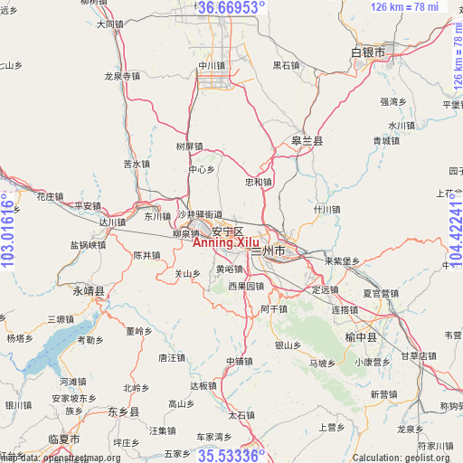 Anning Xilu on map