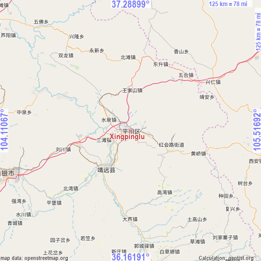 Xingpinglu on map