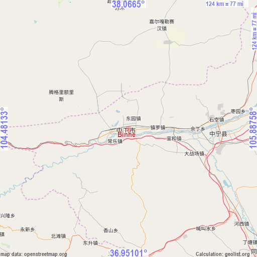 Binhe on map