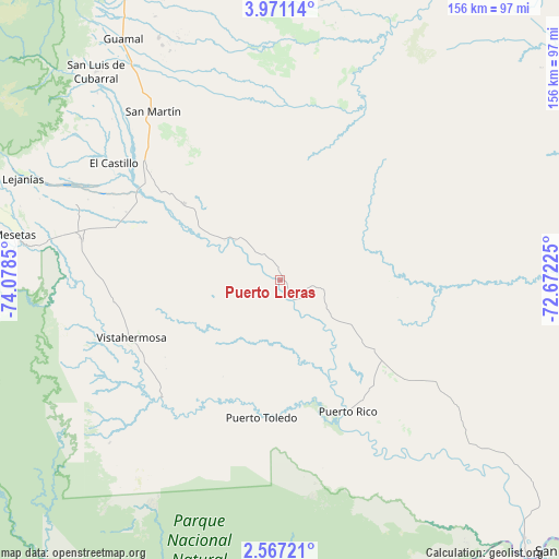 Puerto Lleras on map