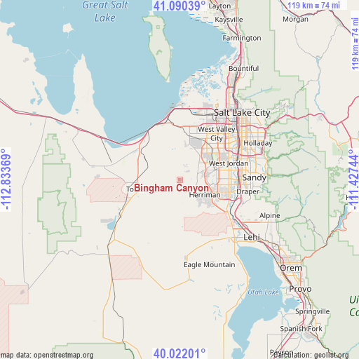 Bingham Canyon on map