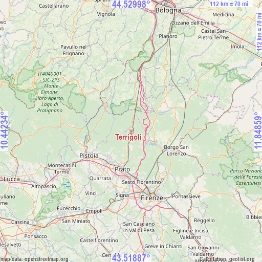 Terrigoli on map