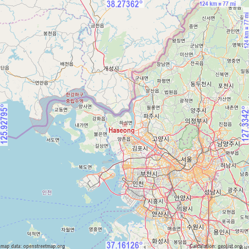 Haseong on map