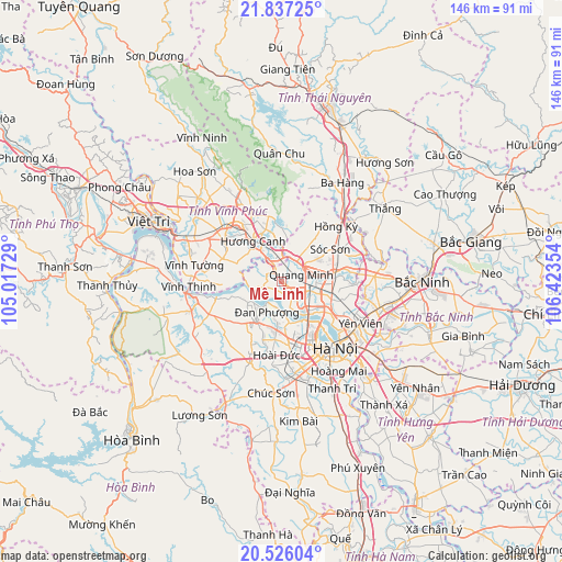 Mê Linh on map