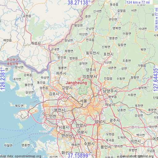 Jangheung on map