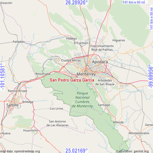 San Pedro Garza Garcia on map
