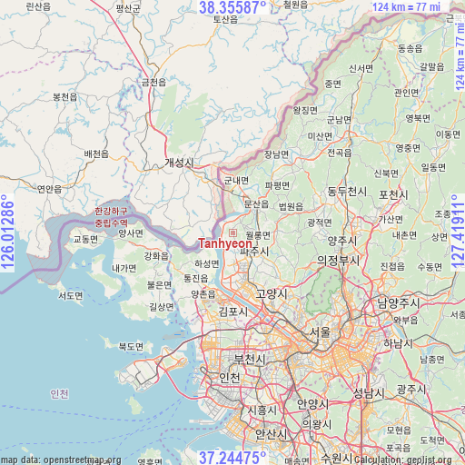 Tanhyeon on map