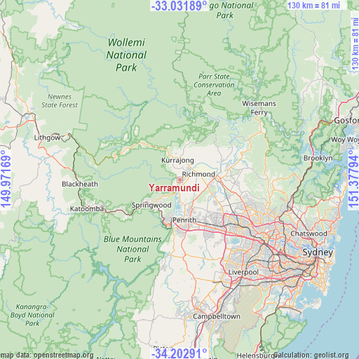 Yarramundi on map