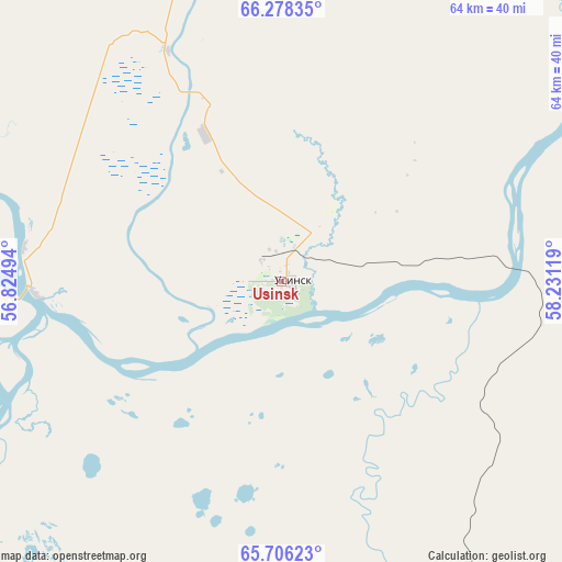 Usinsk on map