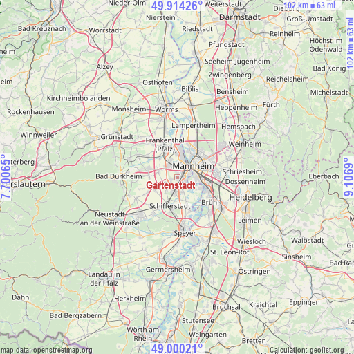 Gartenstadt on map