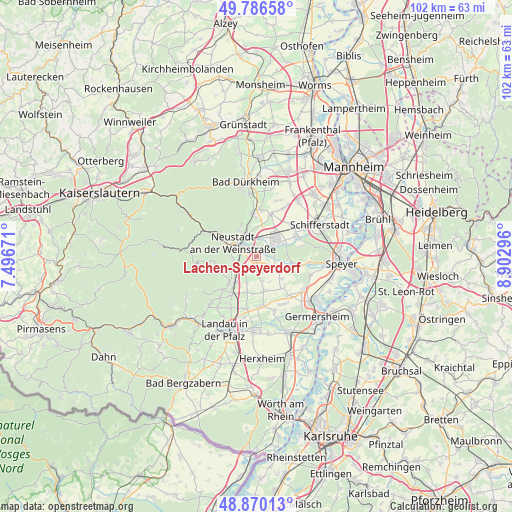Lachen-Speyerdorf on map